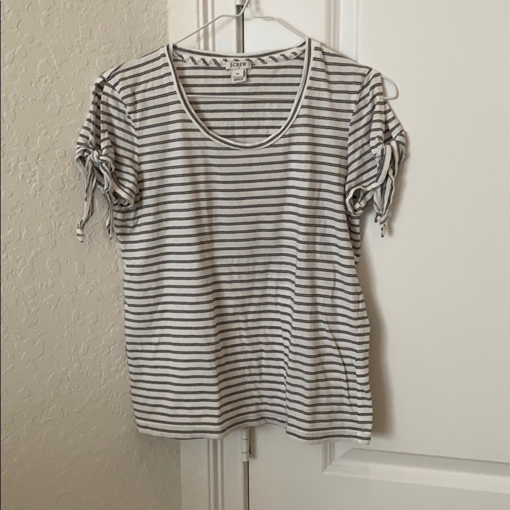 EUC J. Crew Slit-Tie sleeves, striped shirt XS